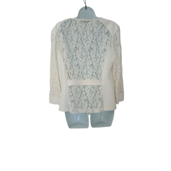 Kate & Mallory Ivory Lace Zip Jacket Sheer Floral Long Sleeve Blazer Women’s L - Picture 3 of 10